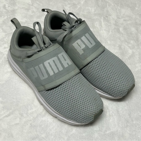 Puma Tennis Shoe Sneaker Velcro Strap Lace Up Gray US Womens Size 8.5 - Picture 1 of 9